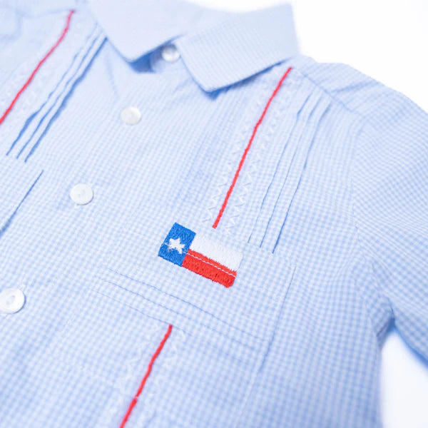 Boys Texas Flag Guayabera Shirt