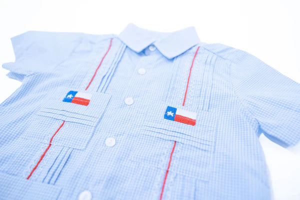 Boys Texas Flag Guayabera Shirt