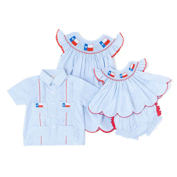 Girls Gingham Texas Flag Bloomer Set