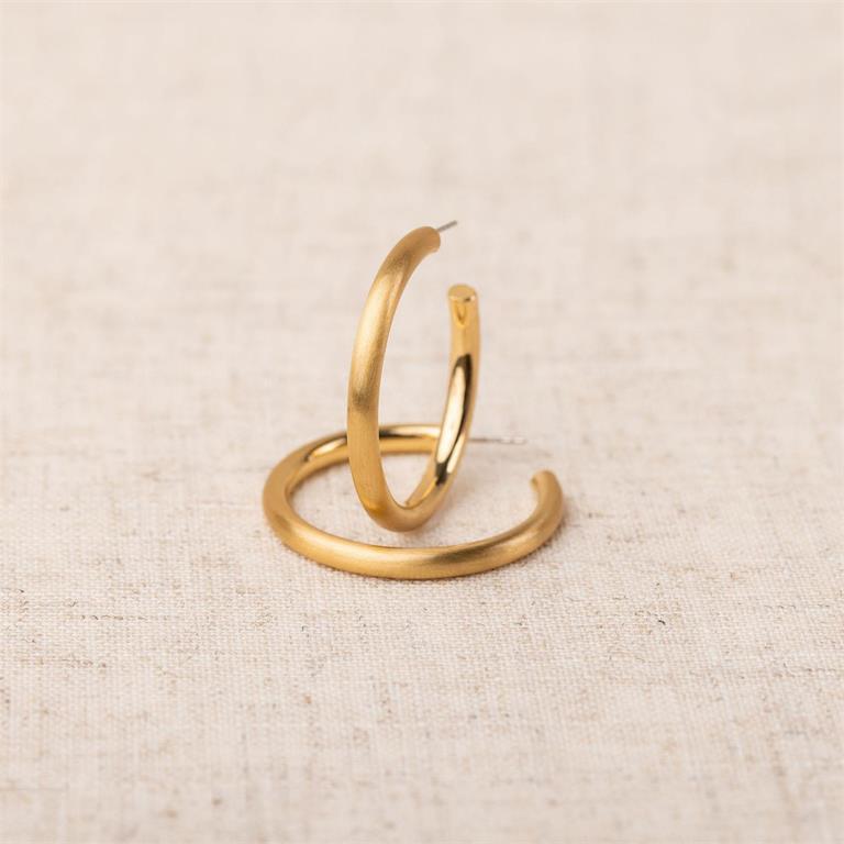 Brushed Gold Hoop Heather Earrings by Michelle McDowell