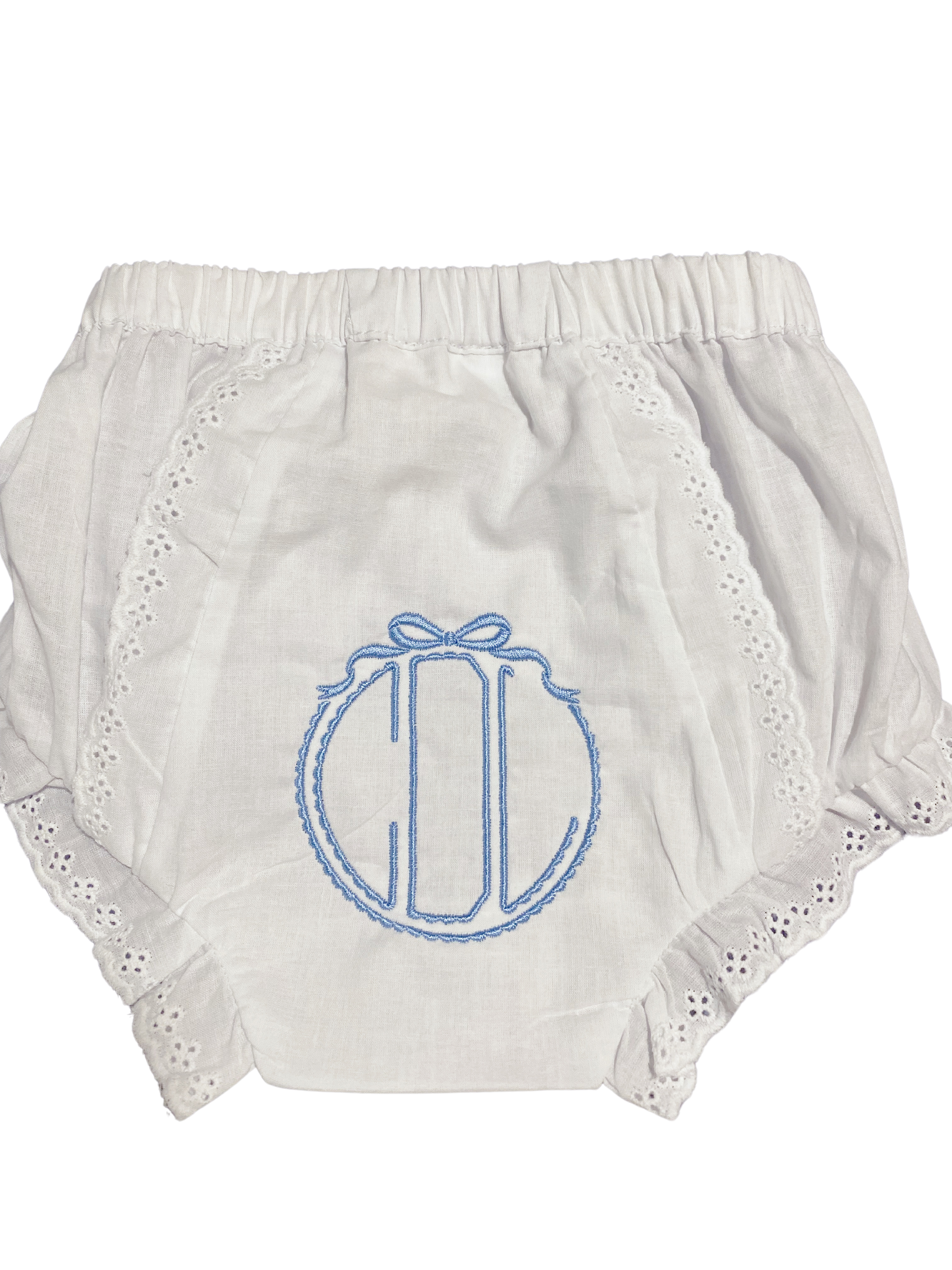 Girls Eyelet Ruffle Bloomers with Optional Monogram