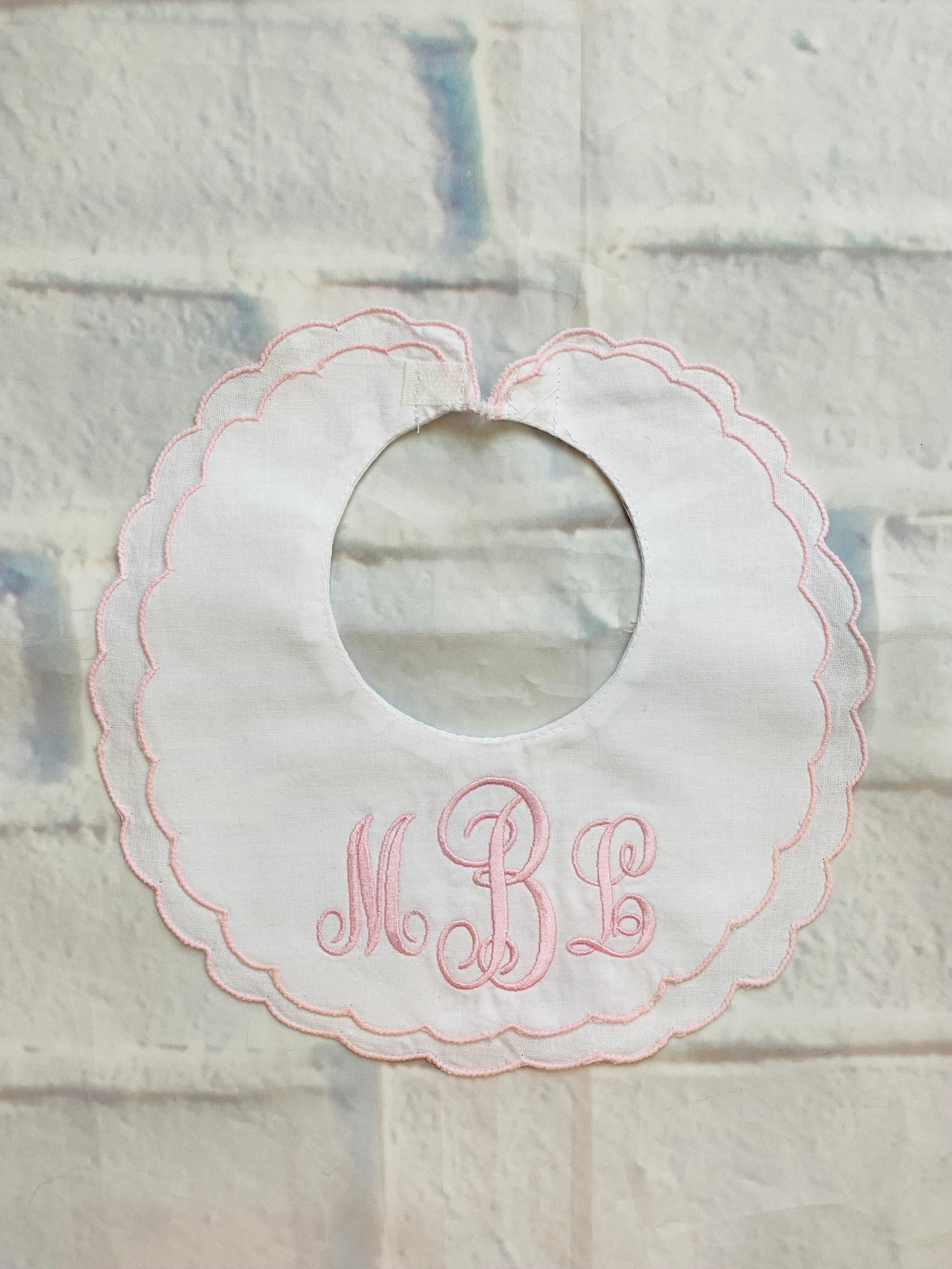 Scalloped Embroidered Edge Fancy Infant Bib
