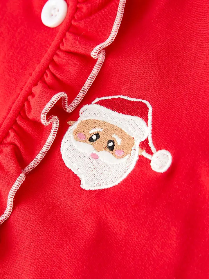 Girls Red Christmas Santa Pajamas with Optional Monogram