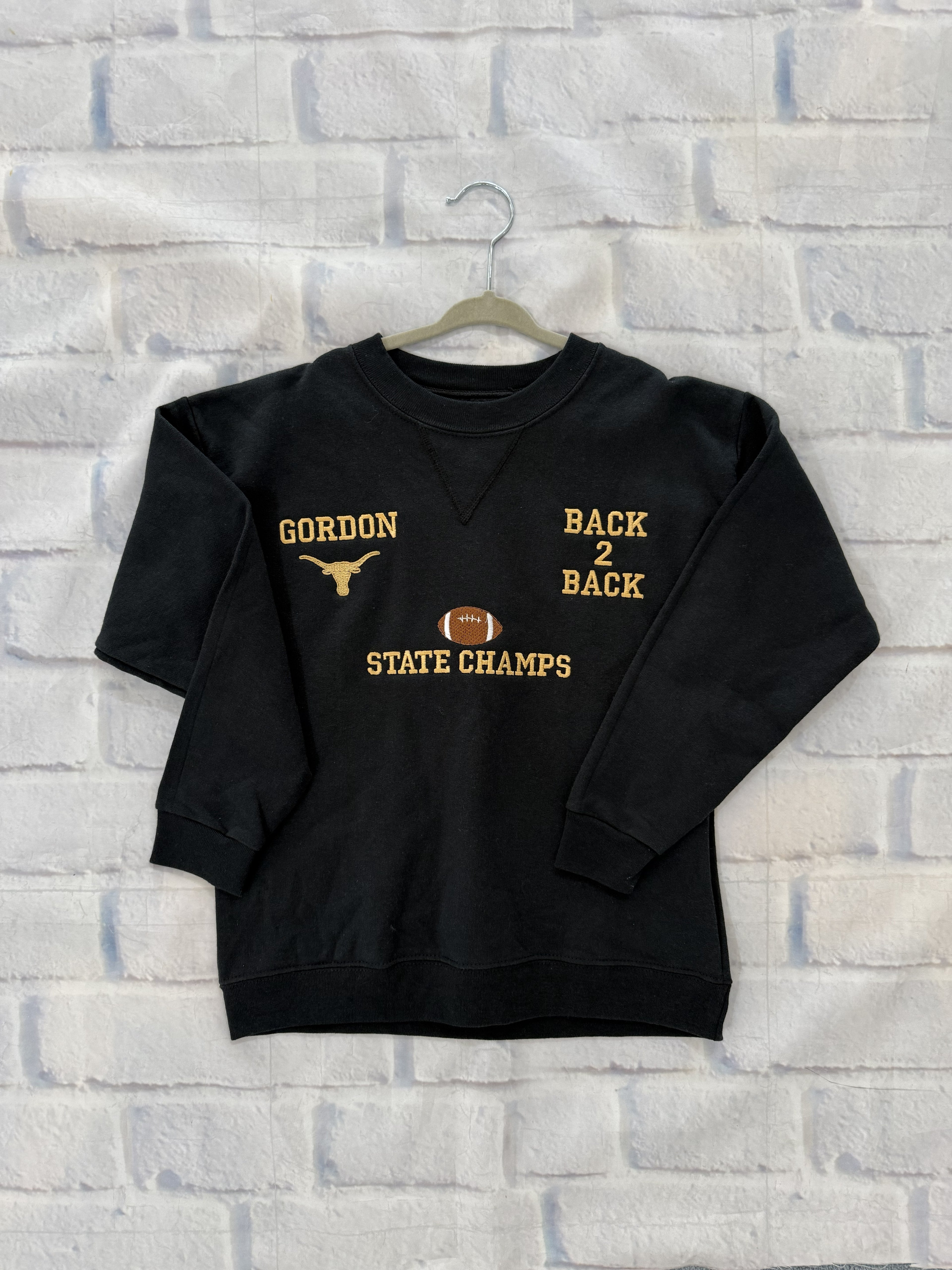 Gordon Longhorn Black Youth Crew Neck Sweatshirt Size Small (6/7)