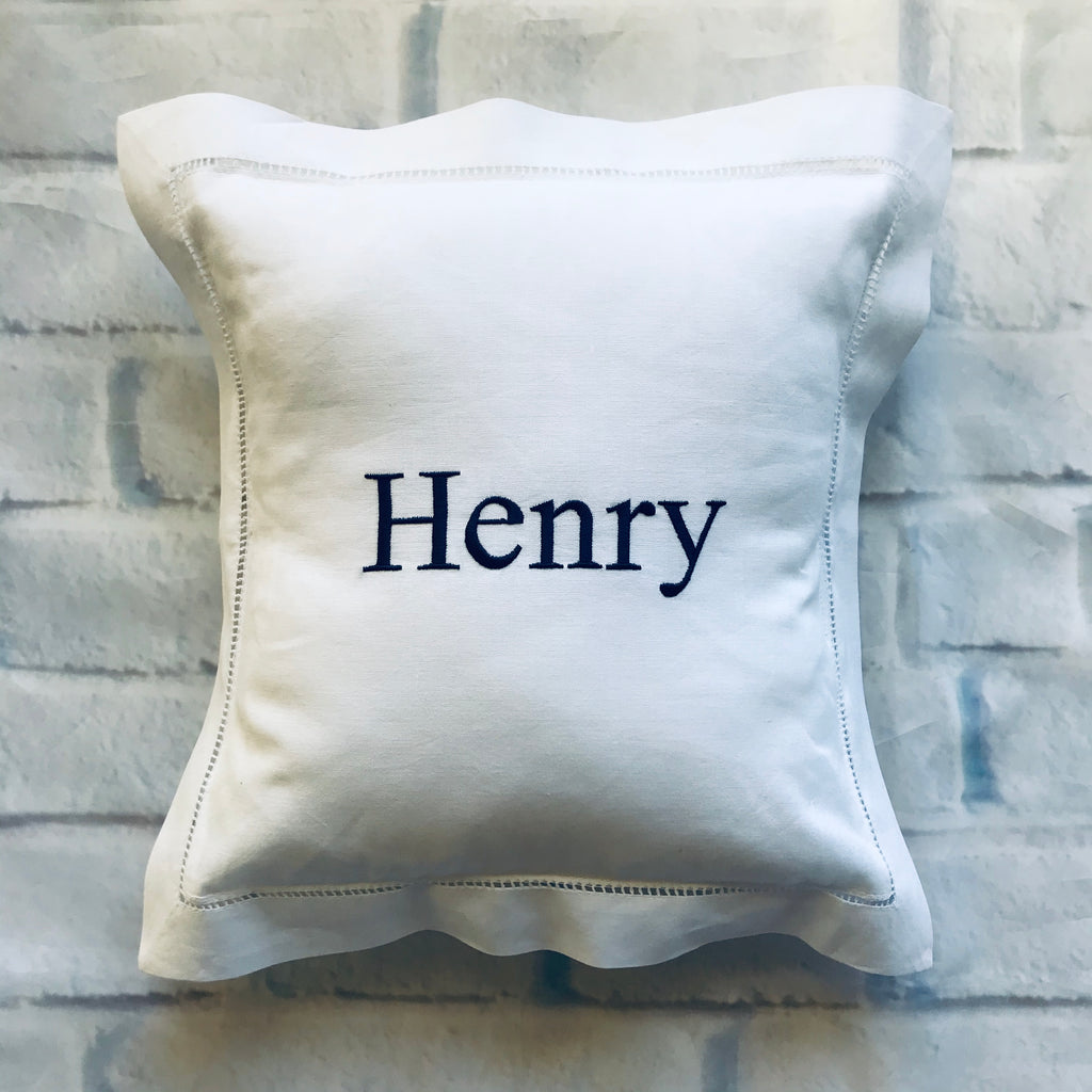 White Hemstitch Pillow Perfect for Wedding Ring Bearer