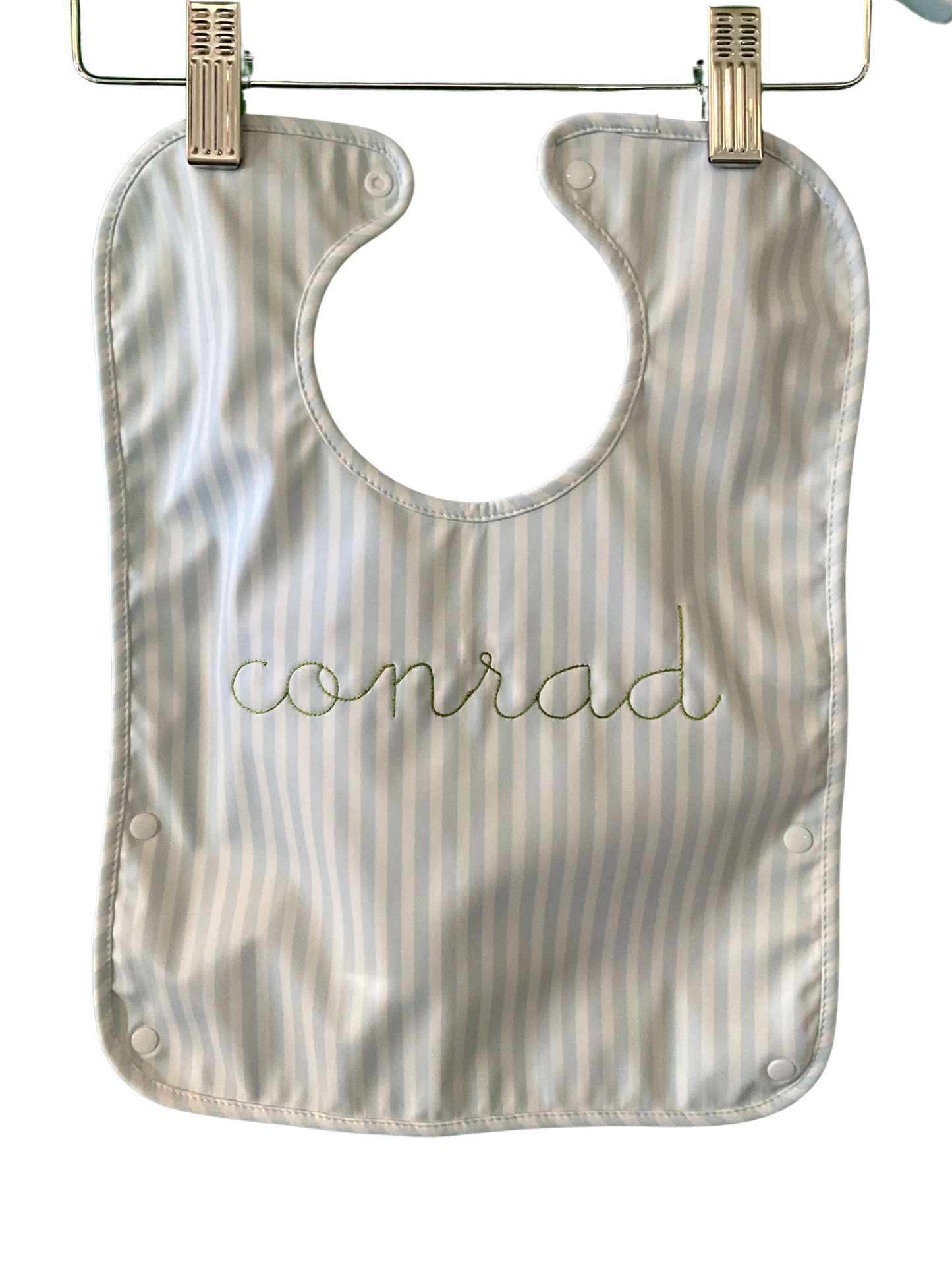 TRVL Pimlico Blue Stripe Bib with Optional Monogram