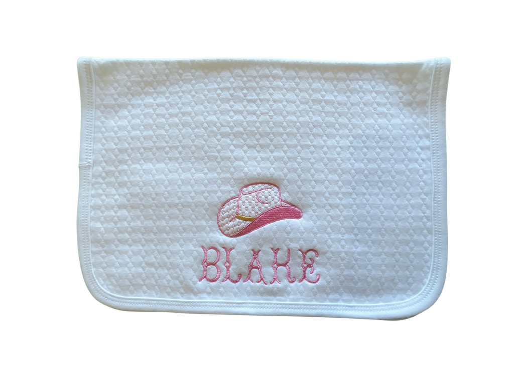 White Cotton Burp Cloth with Diamond Jacquard Texture
