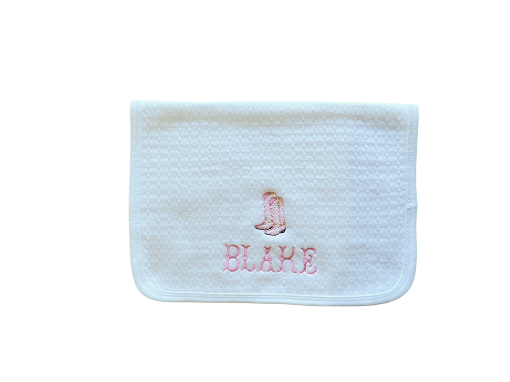 White Cotton Burp Cloth with Diamond Jacquard Texture