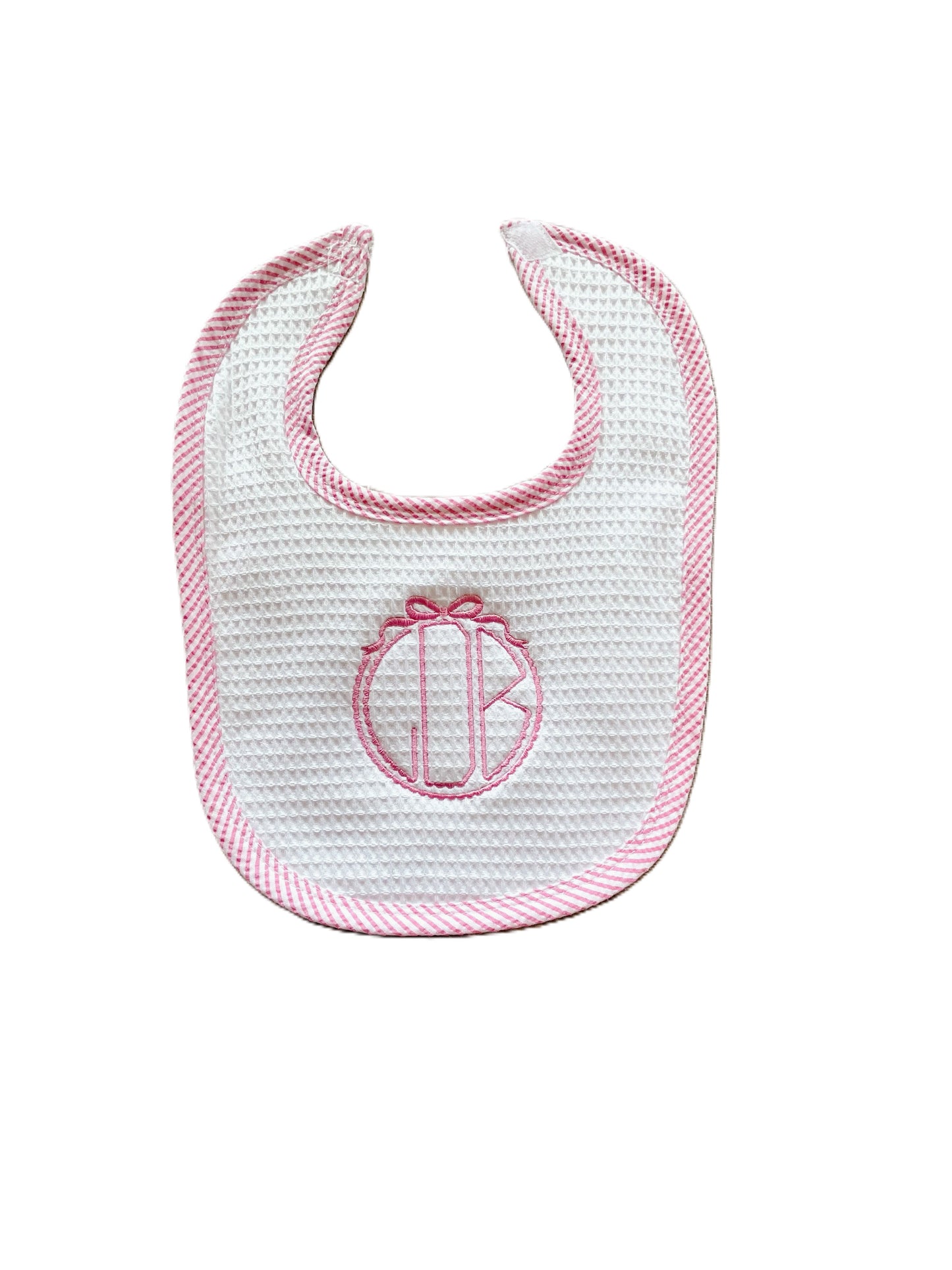 Pink Seersucker Bib & Burp Set