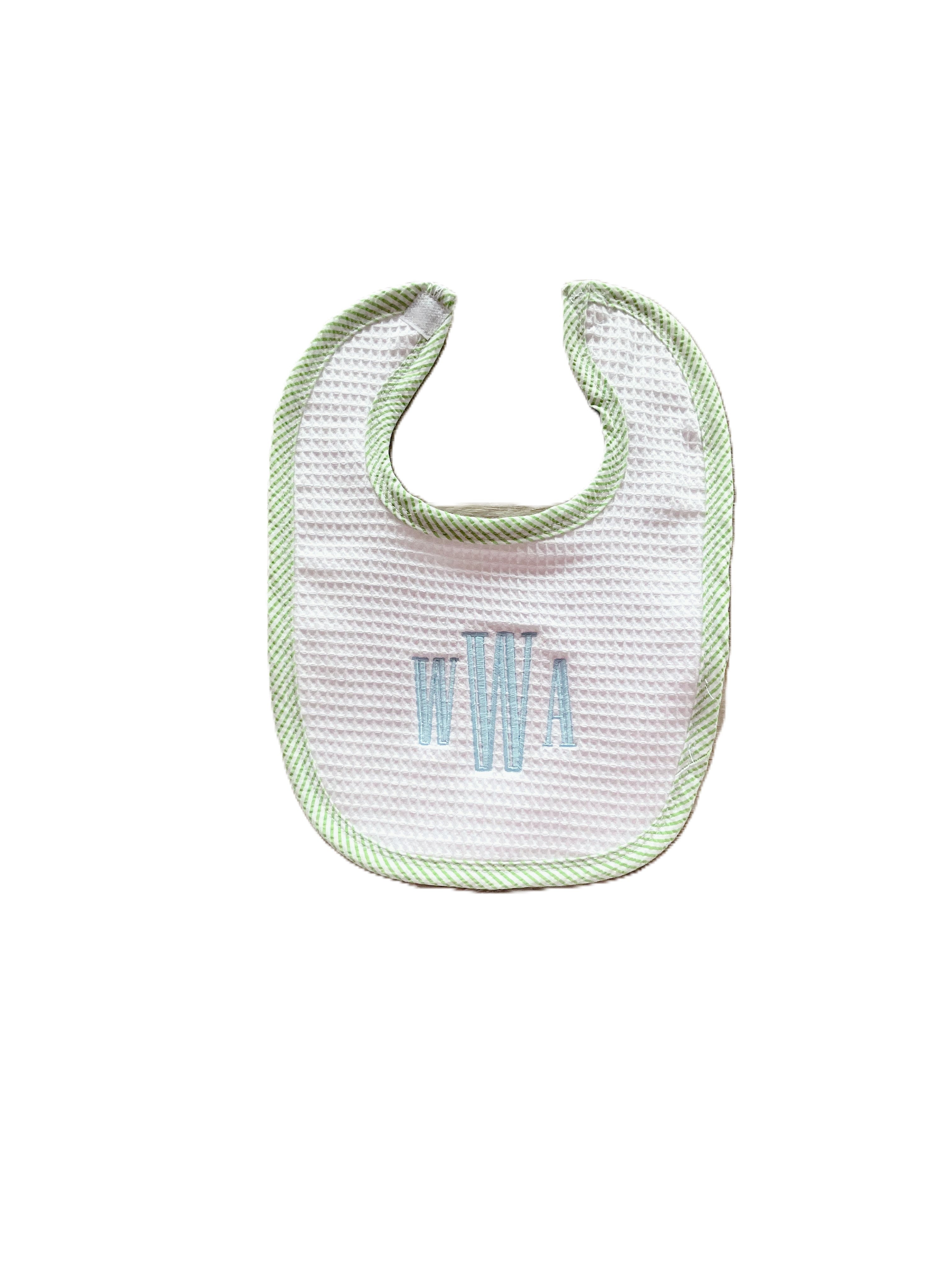 Green Seersucker Bib & Burp Set with Optional Monogram