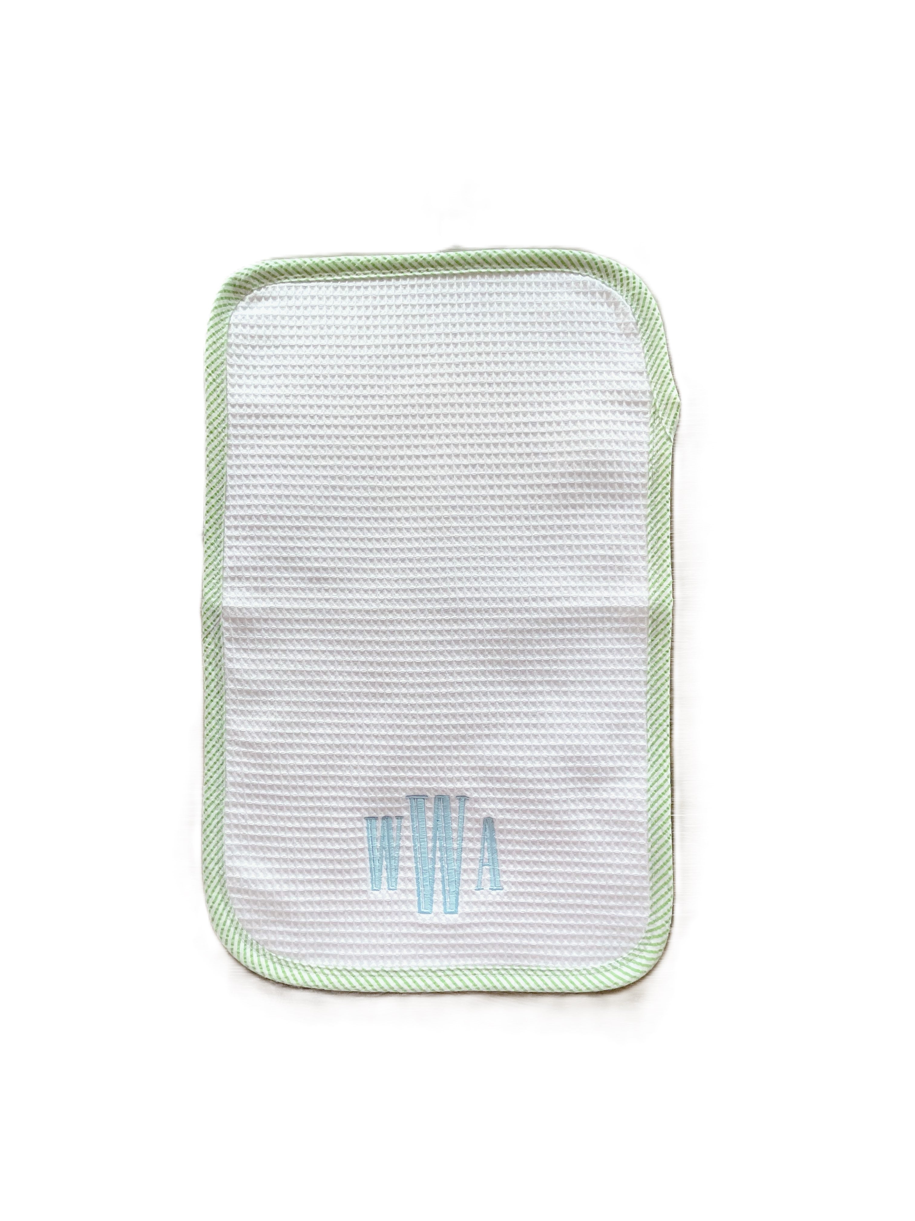 Green Seersucker Bib & Burp Set with Optional Monogram