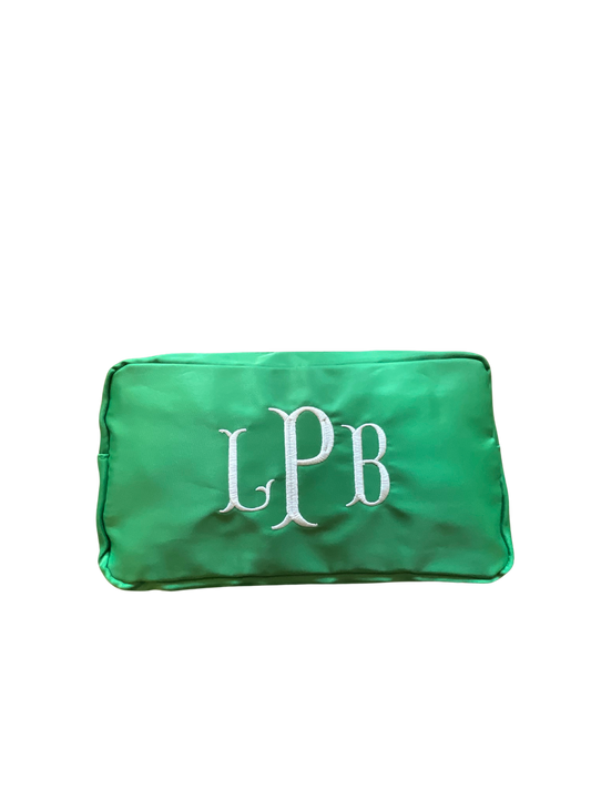 Kelly Green Large Nylon Cosmetic Bag