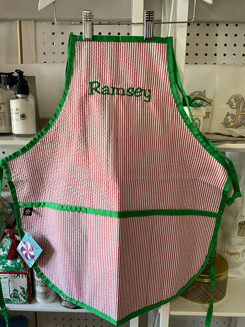 Red and Green Kids Christmas Art Smock