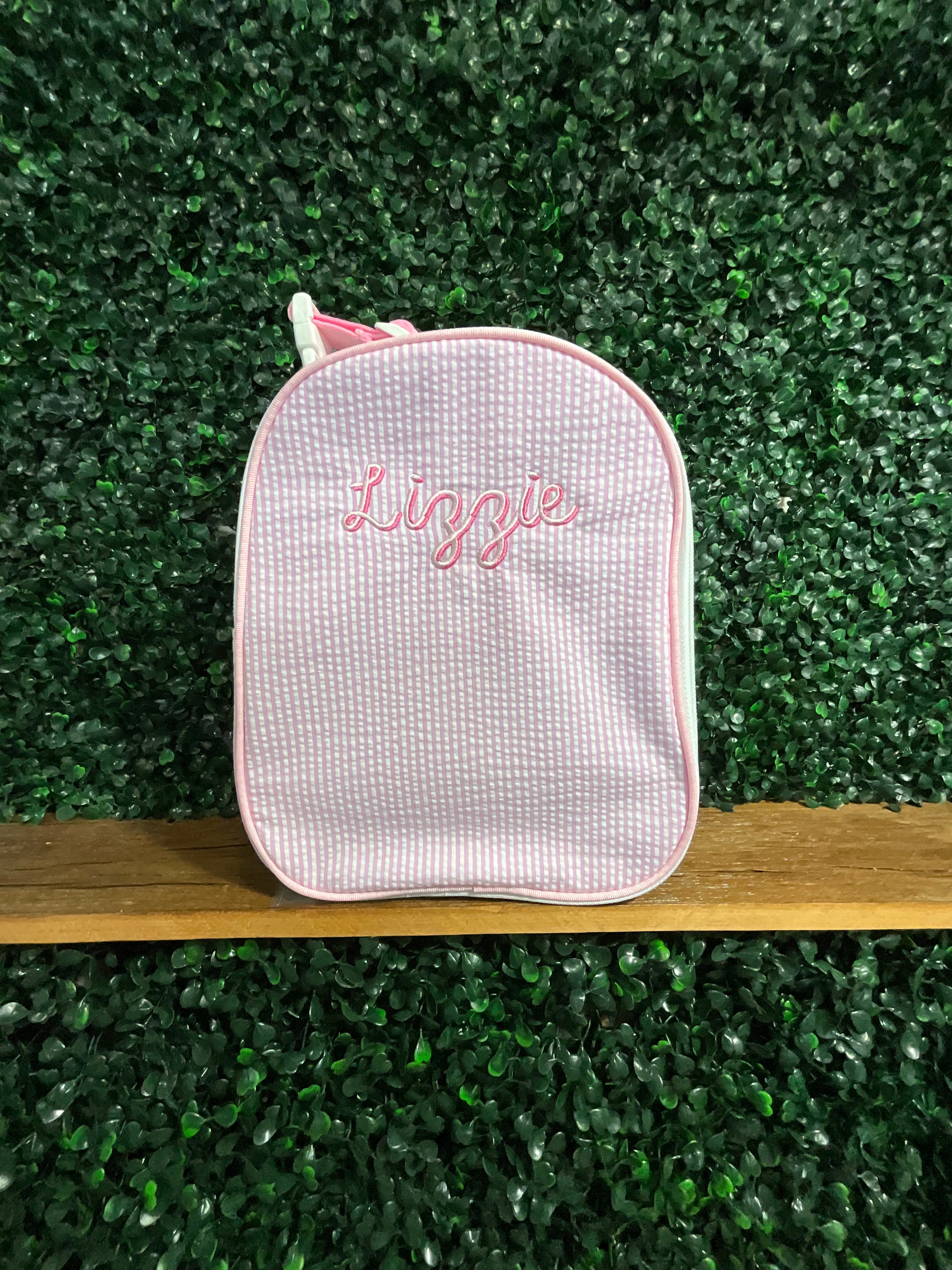 Pink seersucker Gumdrop Lunchbox