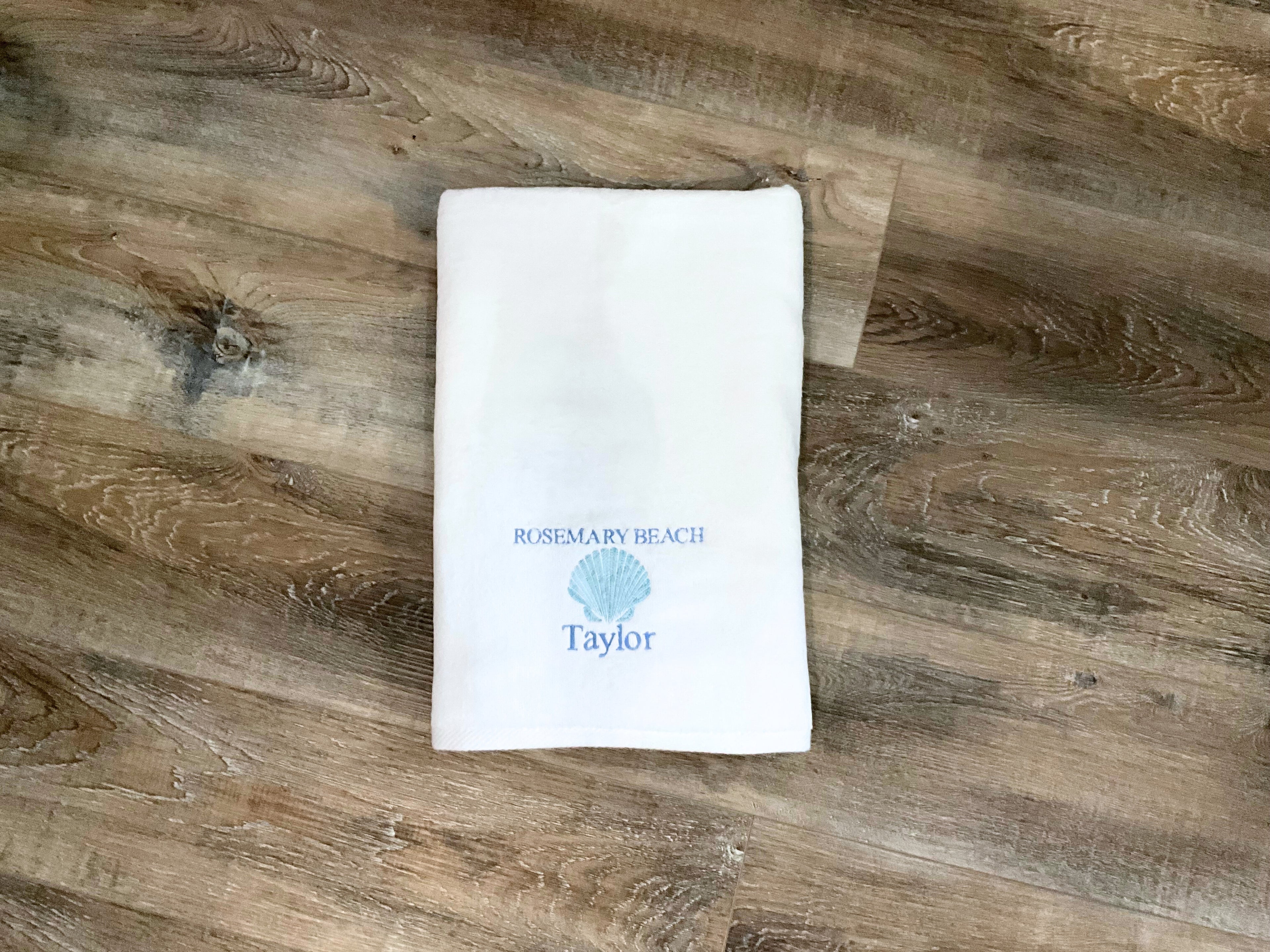 Luxury White Cotton Velour 32" x 64" Beach Towel