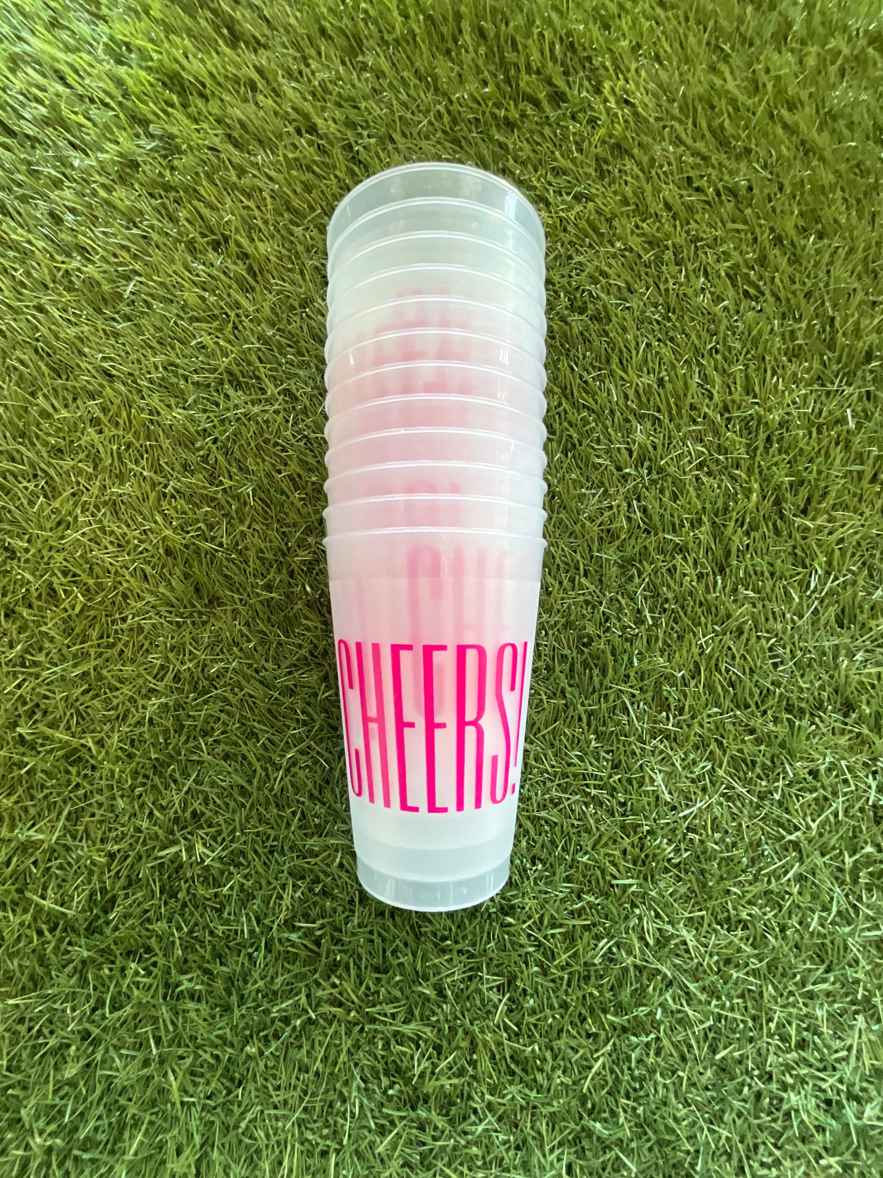 Cheers! 12 Frosted Shatterproof cups in Hot Pink 14 oz