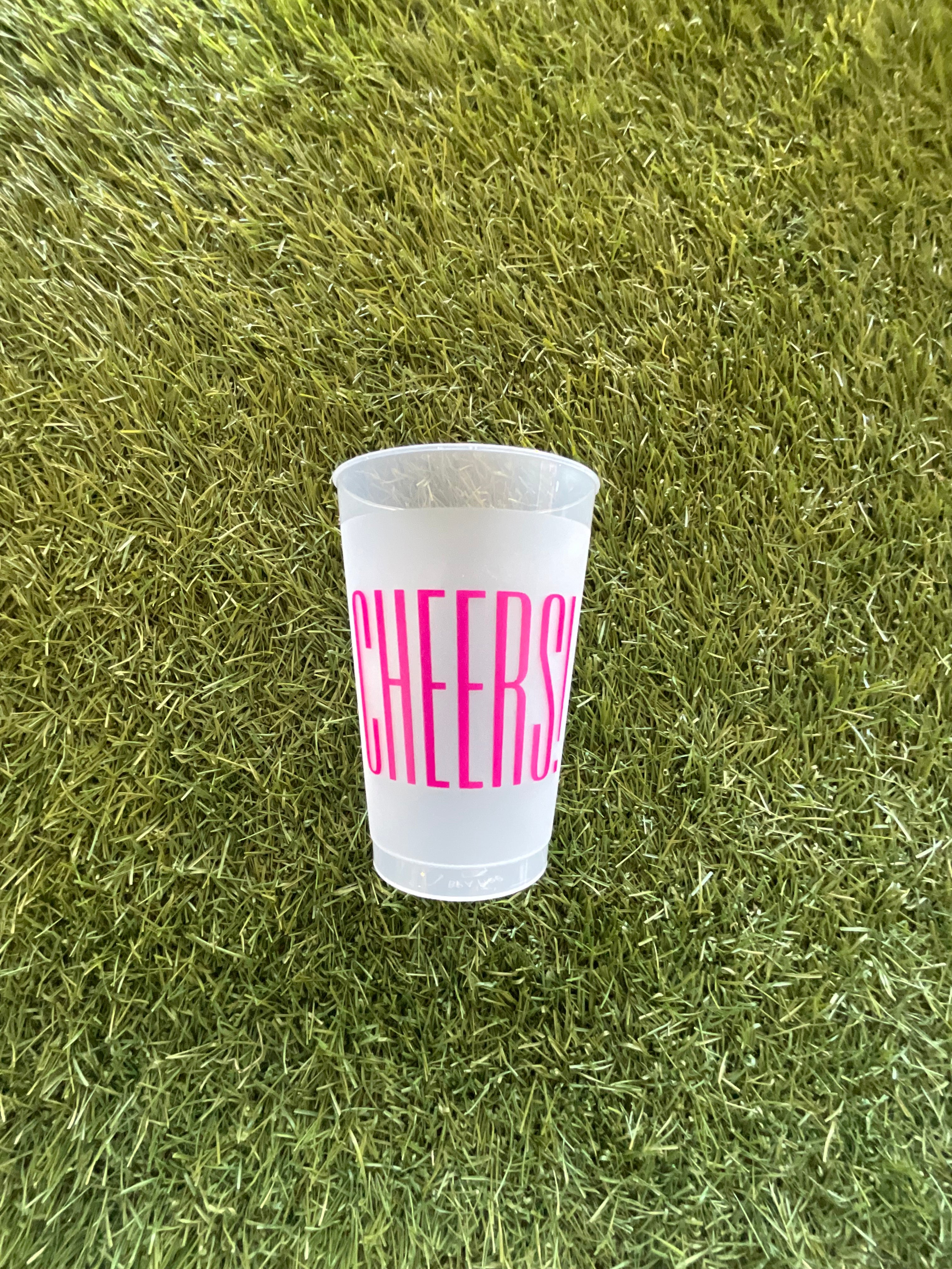Cheers! 12 Frosted Shatterproof cups in Hot Pink 14 oz