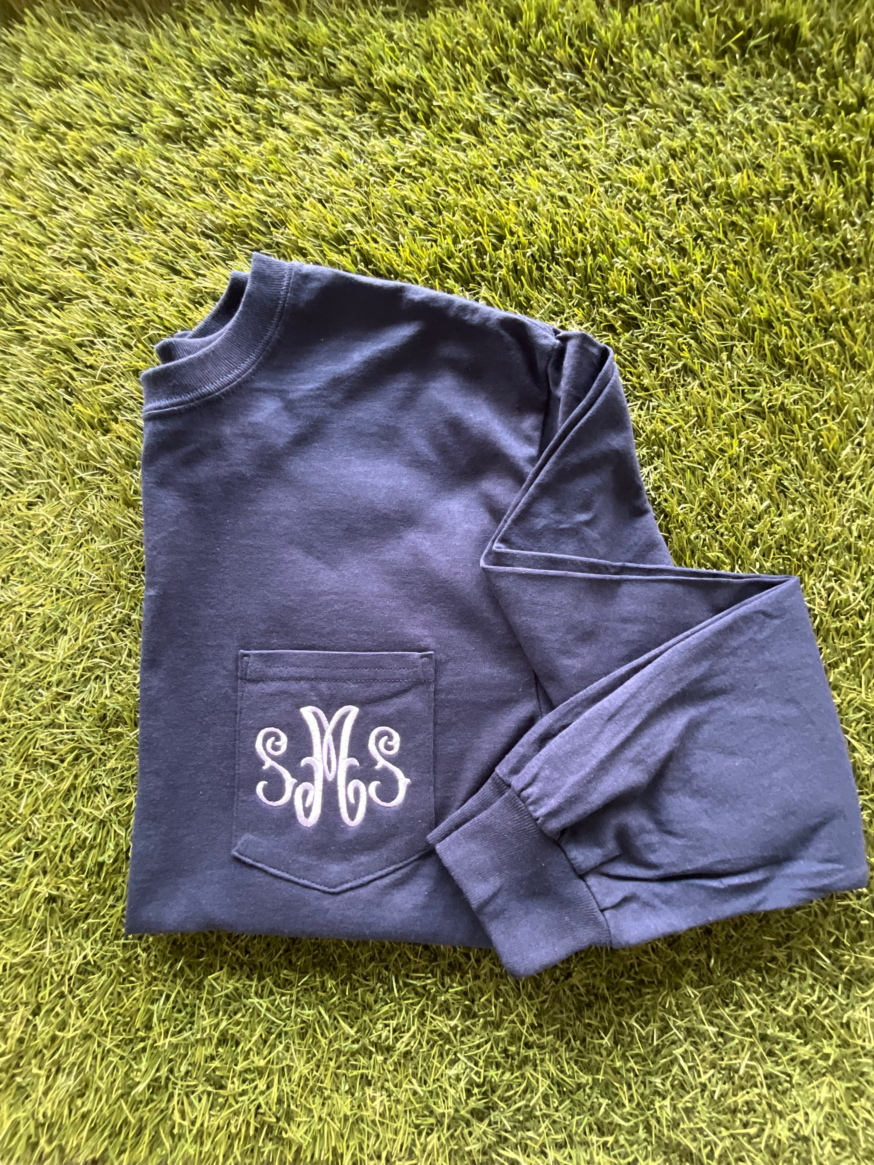 Long Sleeve Monogram Pocket Tee