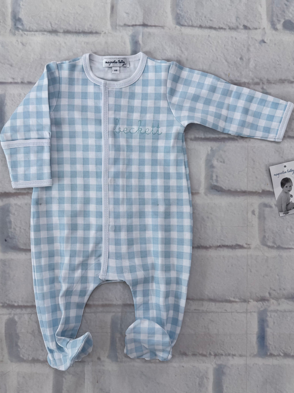 Baby Checks Footed Sleeper in Blue