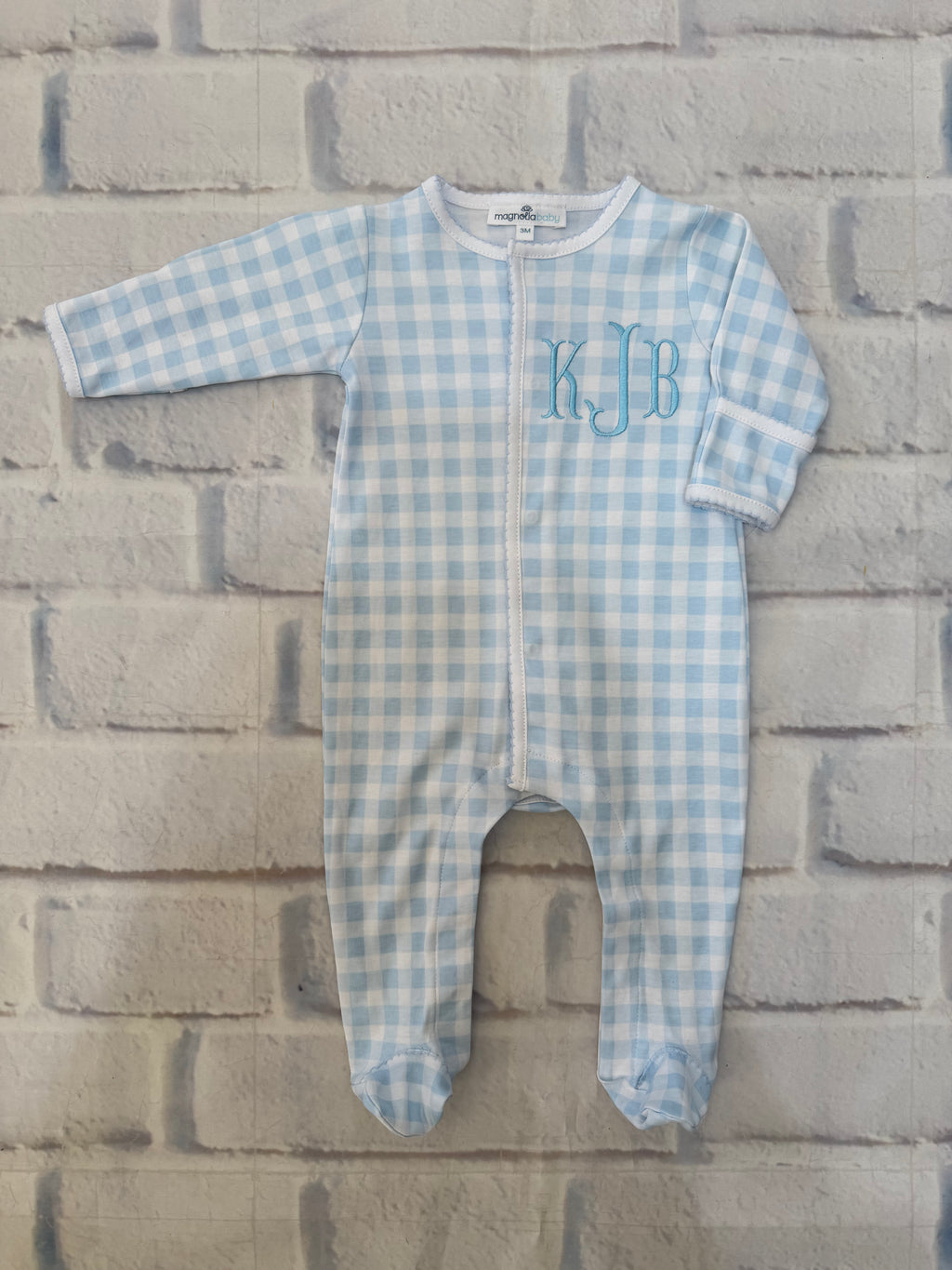 Baby Checks Footed Sleeper in Blue