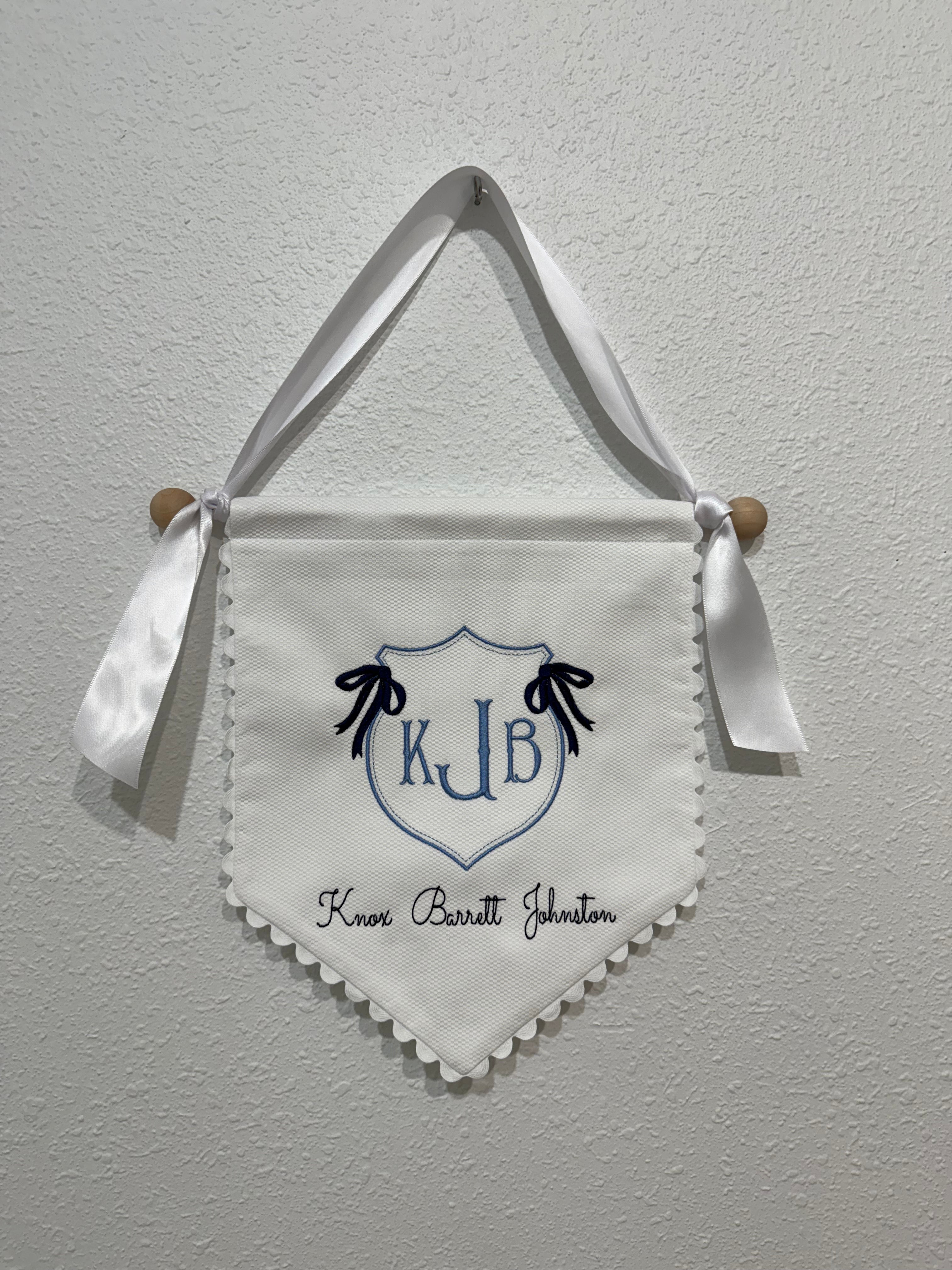 White Cotton Pique Banner with Hanging Set