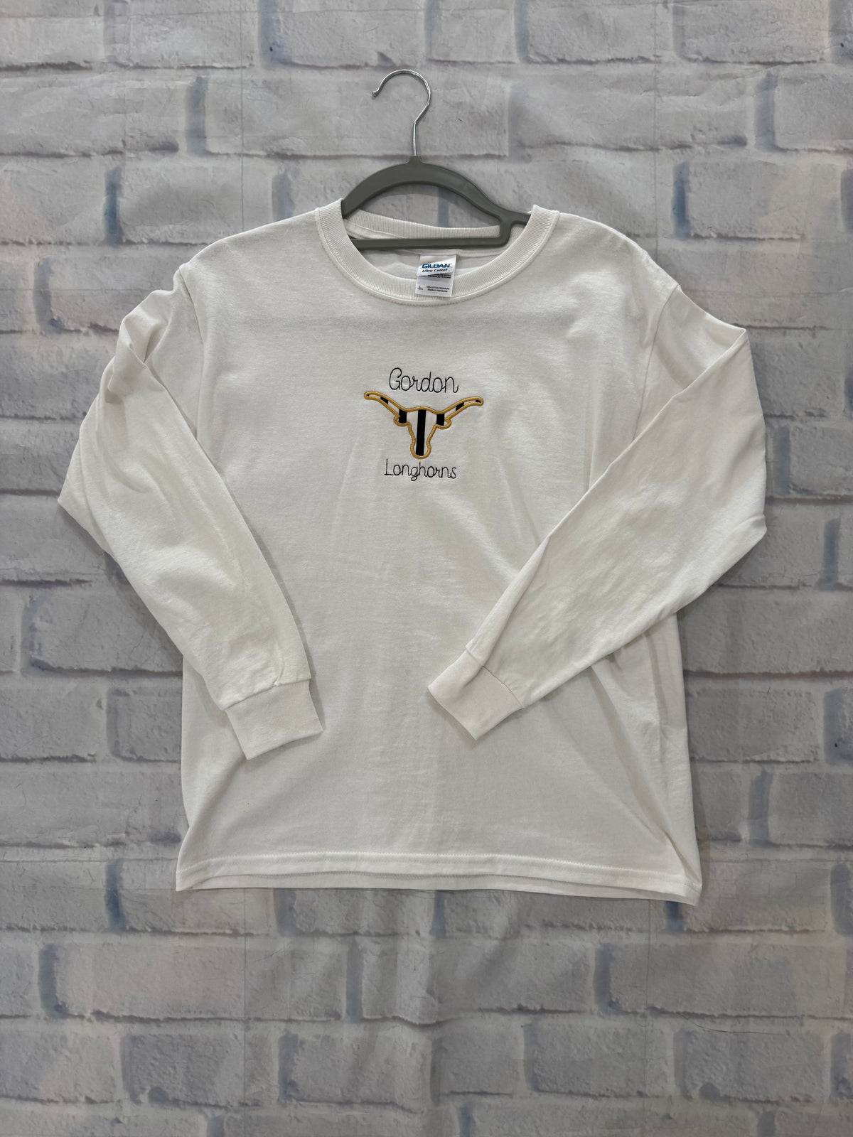 Gordon Longhorn White Youth Long Sleeve Tee Size Large