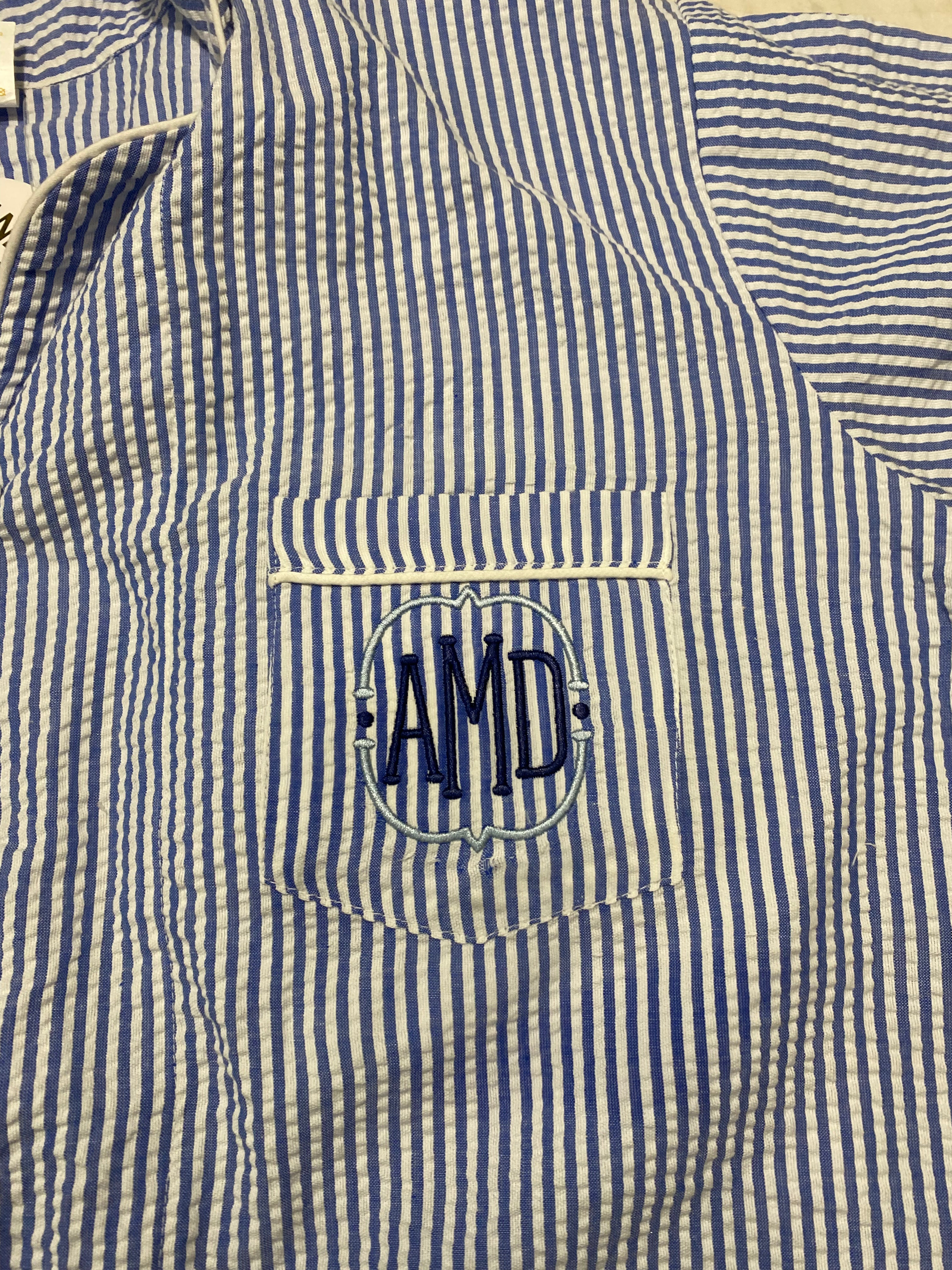 Blue Seersucker Short PJ Set