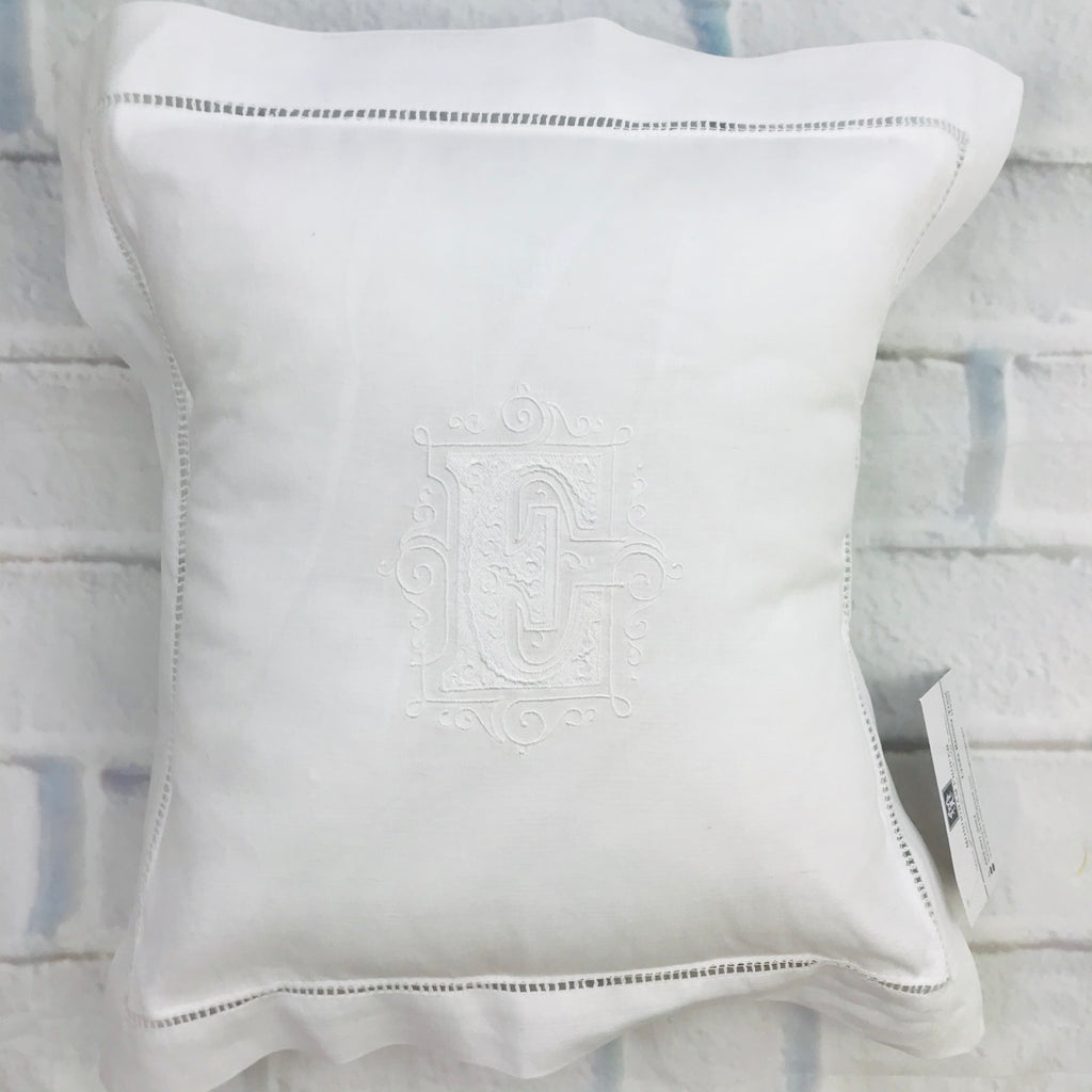 White Hemstitch Pillow Perfect for Wedding Ring Bearer