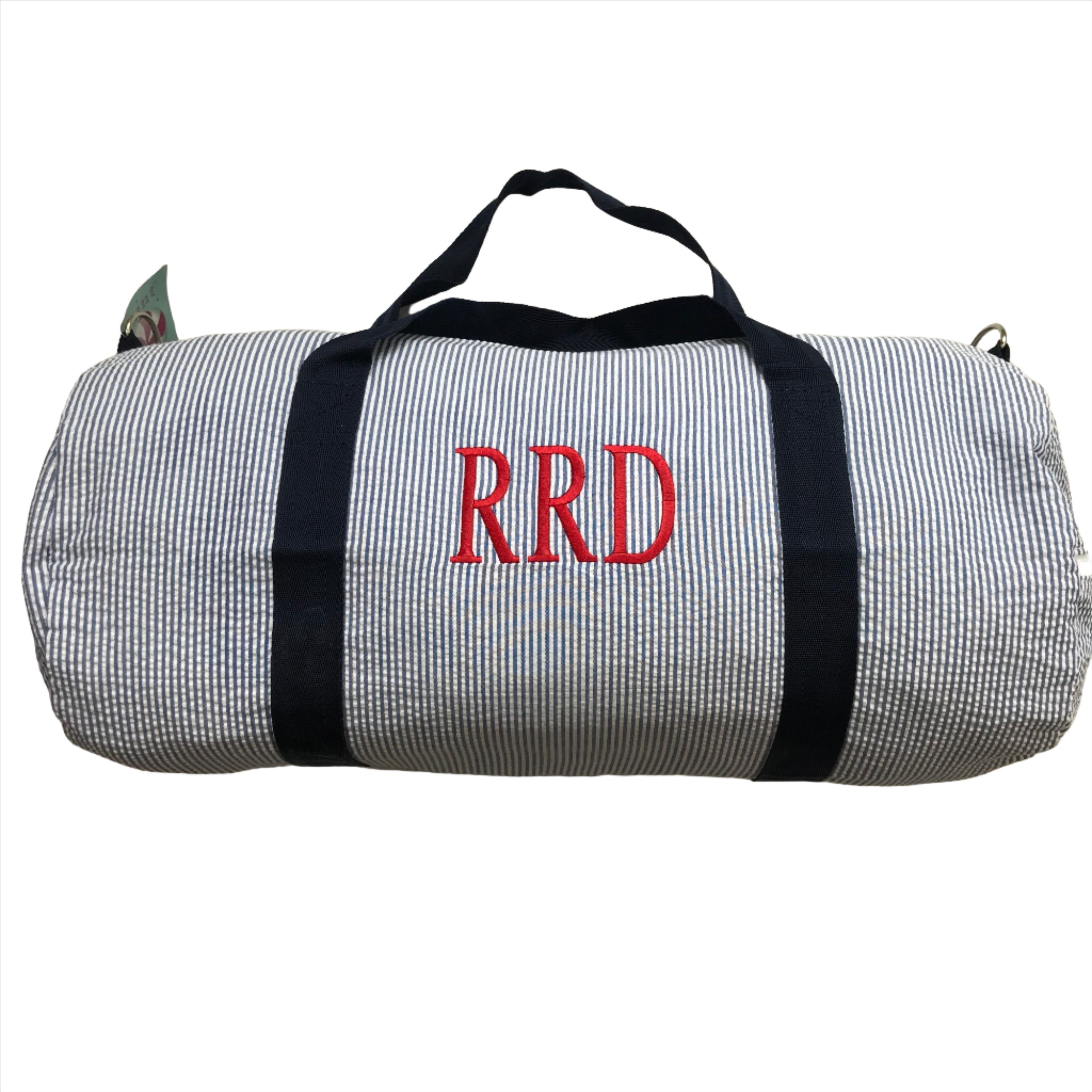 Navy Seersucker Baby Duffel