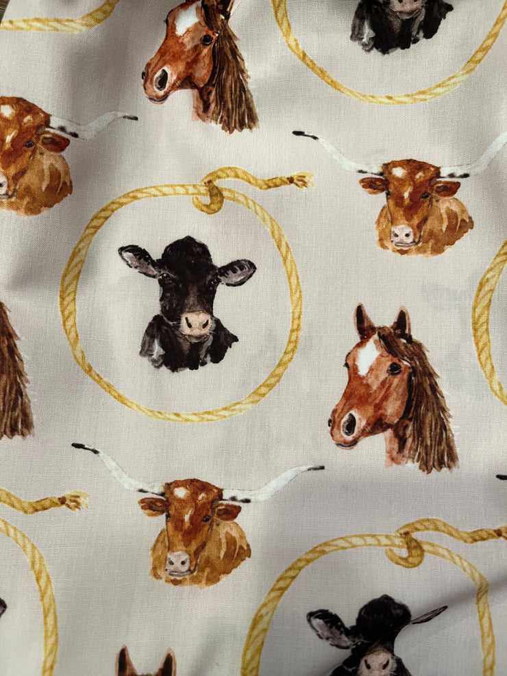 Girls Let's Rodeo Smocked Lattice Dress