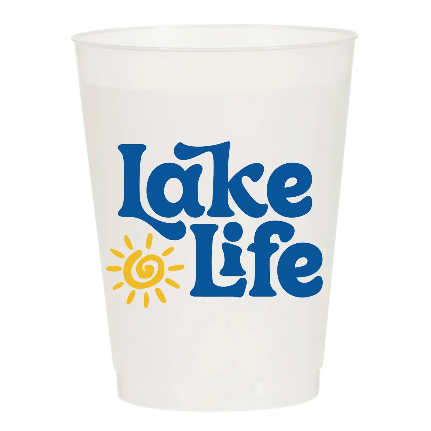 Pack of 6 Lake Life Reusable clear Frosted Cups