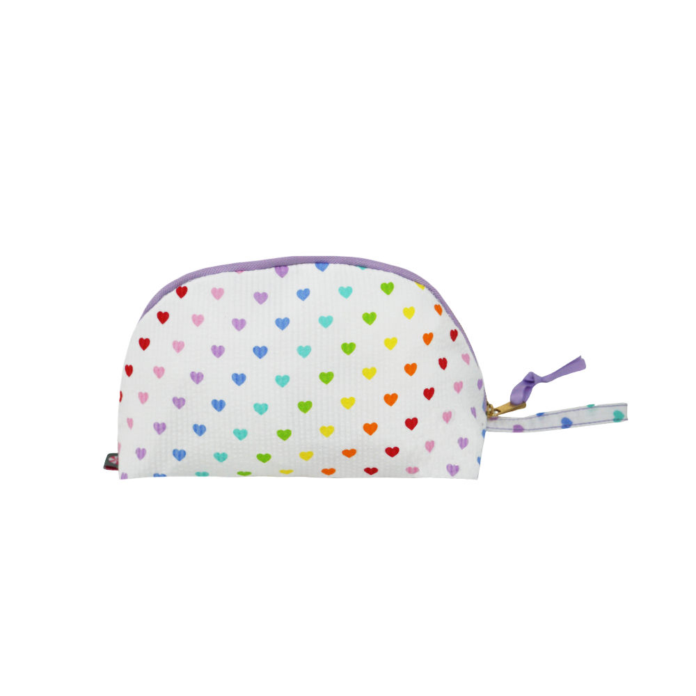 Tiny Hearts Seersucker Large Taco Cosmetic Bag