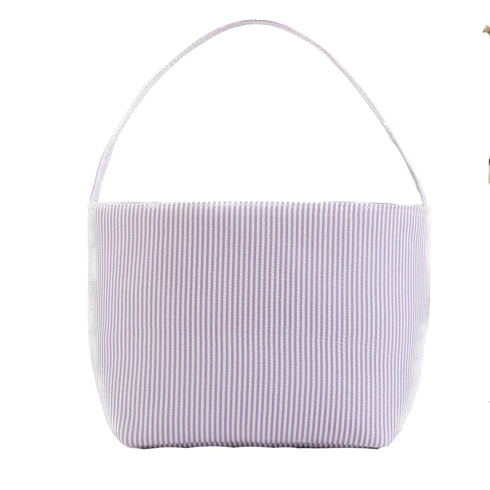 Lavender Seersucker Bucket Bag Easter Basket