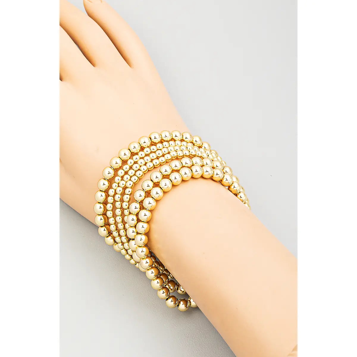 6 Layer Gold Metallic Ball Beaded Stackable Bracelet
