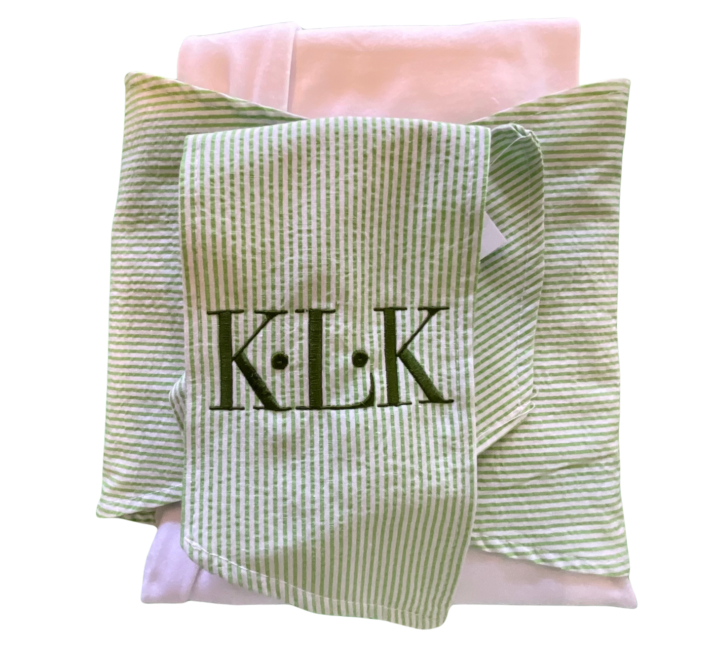 Green Seersucker Baby Swaddle Blanket