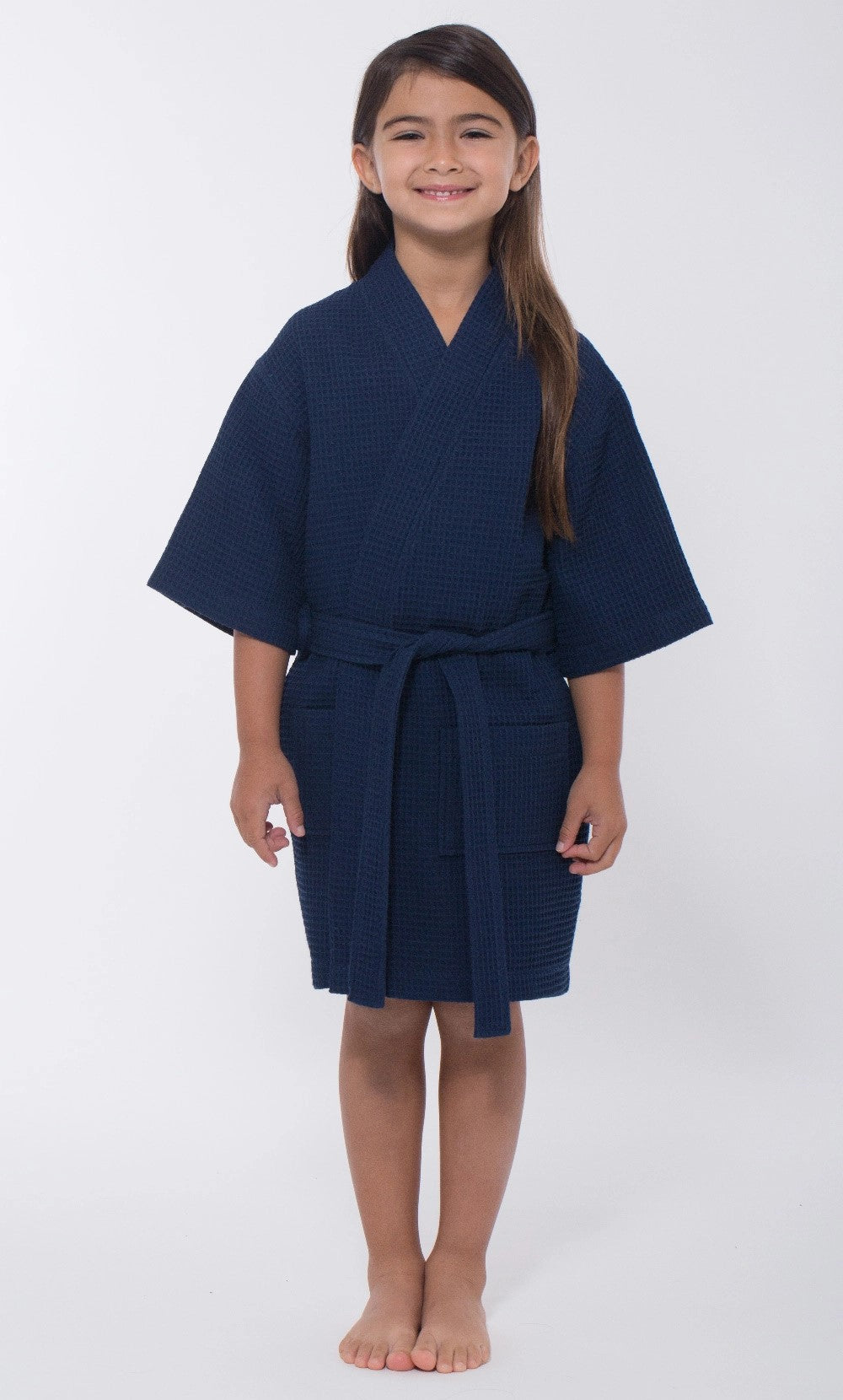 Navy Waffle Kid's Robes