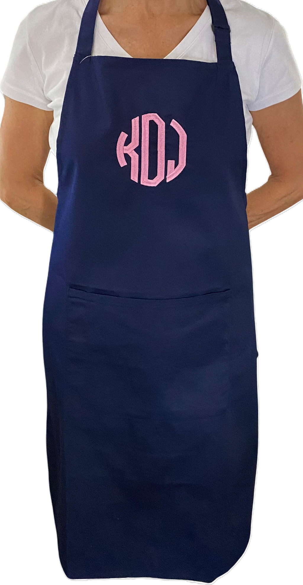 Navy Cotton Artisan Bib Apron with Pocket