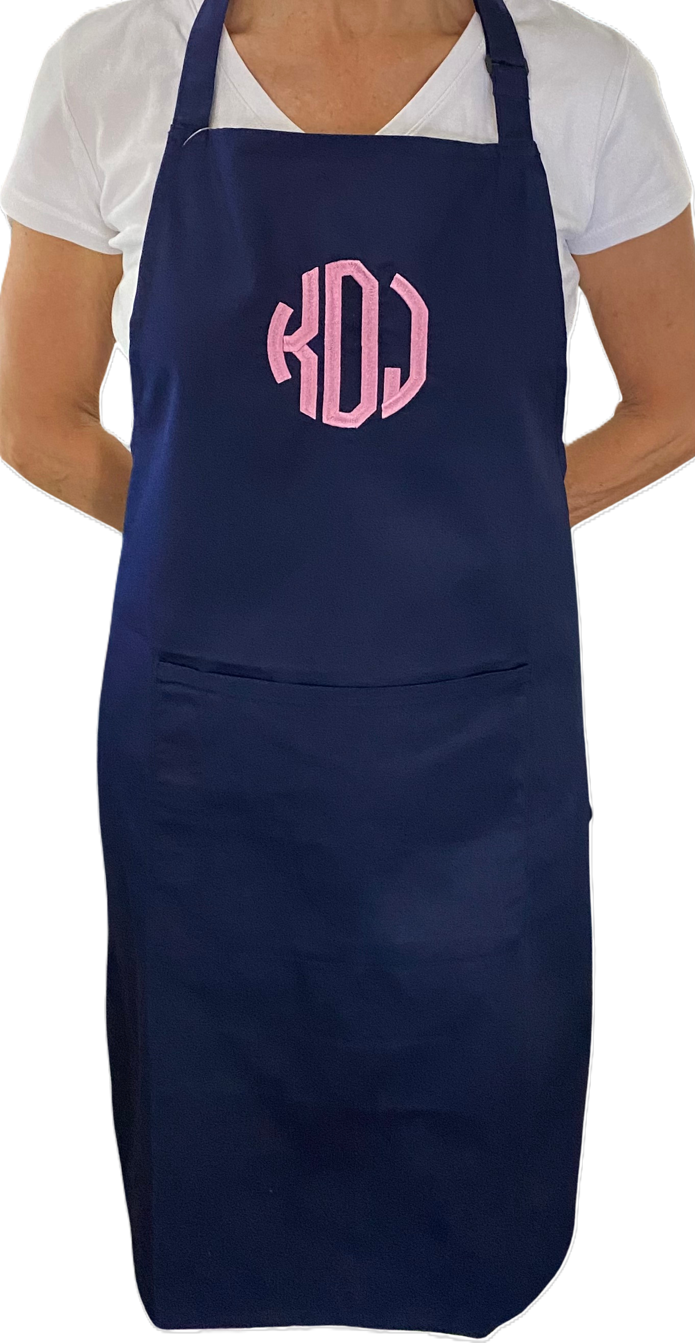 Navy Cotton Artisan Bib Apron with Pocket