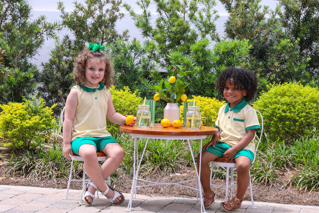 Nora Girls' Yellow & Green Short Set from Trotter Street Kids