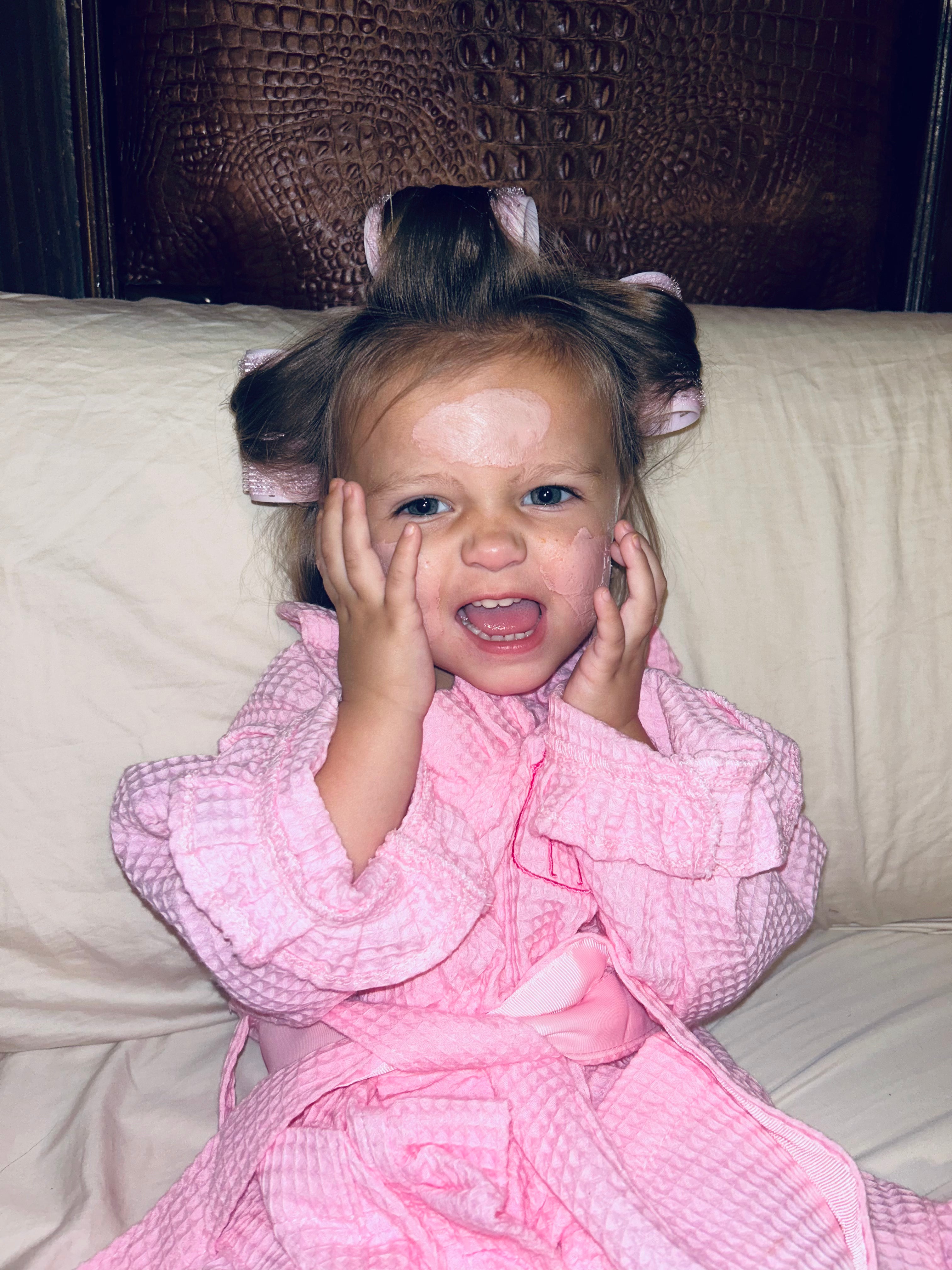 Kid's Pink Waffle Ruffle Robe