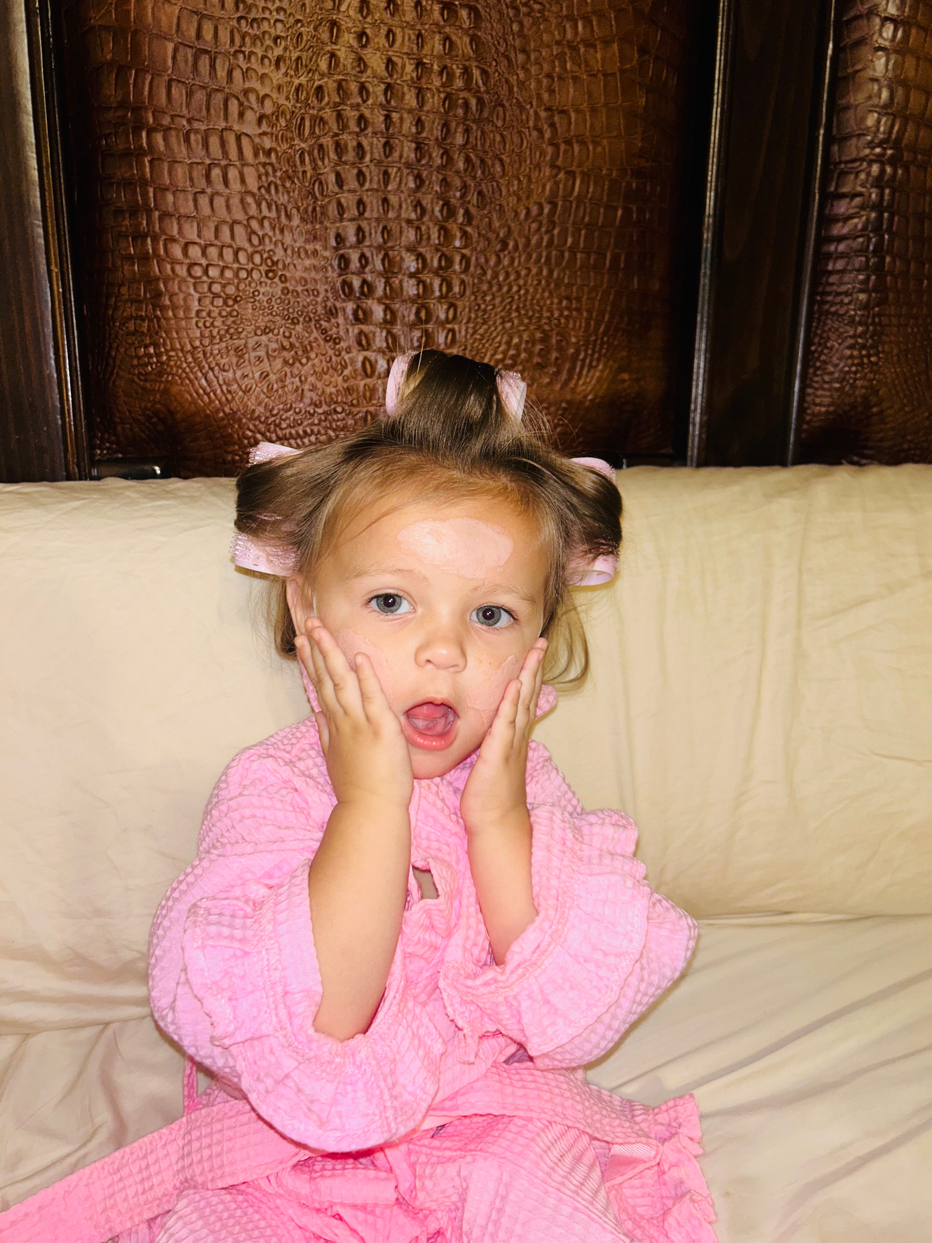 Kid's Pink Waffle Ruffle Robe