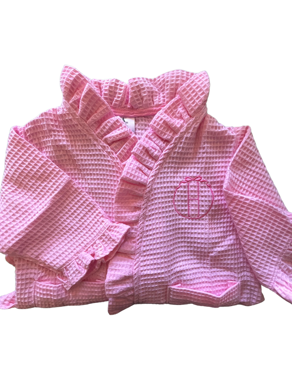 Kid's Pink Waffle Ruffle Robe