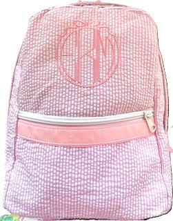 Pink Seersucker Small Backpack