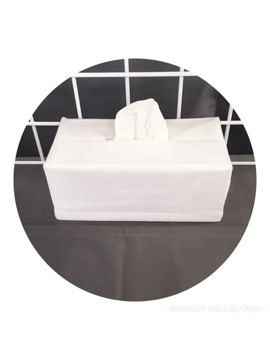 White Pique Rectangle Tissue Box Cover