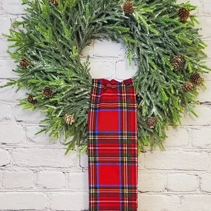 Red Tartan Christmas Wreath Sash