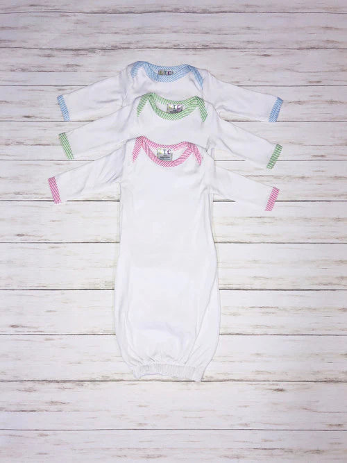 Pink Seersucker Infant Gown