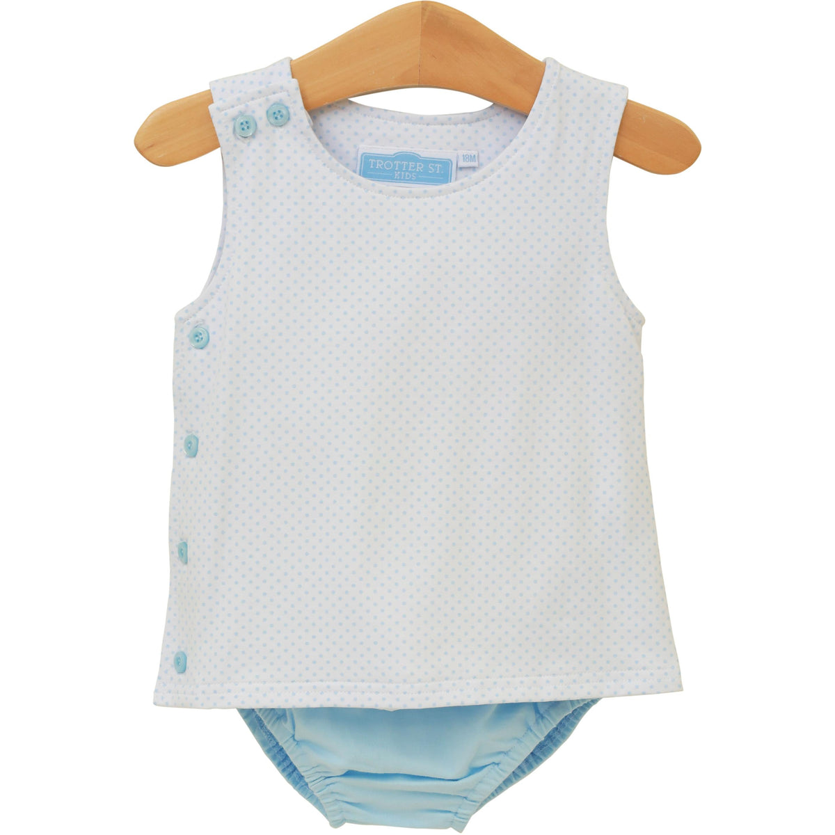 Shepherd Diaper Set in Light Blue Ditty Dot from Trotter Street Kids