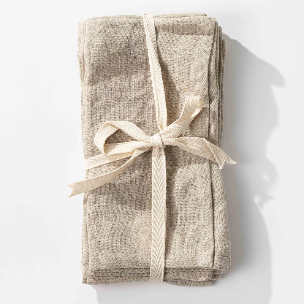 Stonewashed Natural Linen Napkins Set of 4