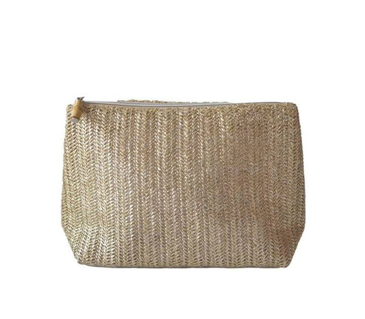 TRVL Design Straw Clutch Metallic Gold