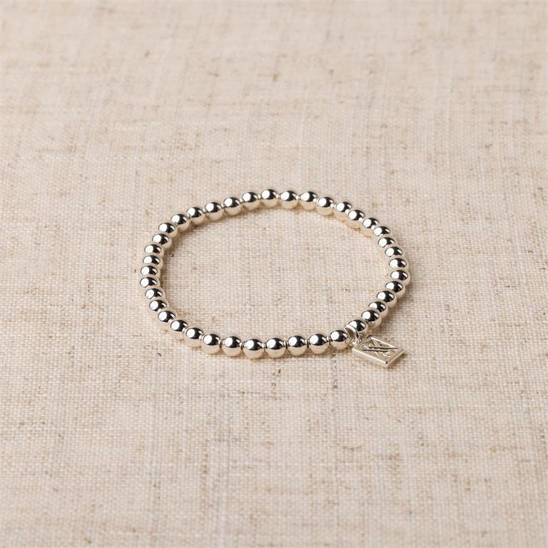 Taylor Stretch Shiny Silver Beaded  Bracelet by Michelle McDowell